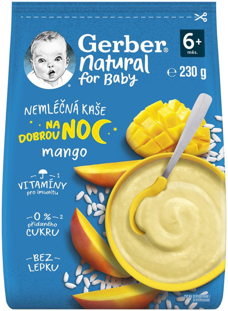Gerber Natural nemliečna kaša mango Dobrú noc 230 g